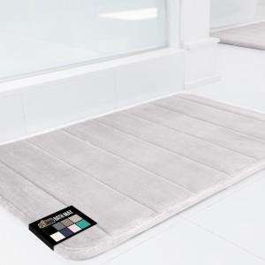 imageGORILLA GRIP Memory Foam Bath Mat Soft Absorbent US Designed Bathroom Rug Gripping Dots Machine Washable Bathmat Cushioned Floor Mats Shower Sink Rugs Room Dcor Accessories 24x17 Graphite GrayStriped Light Gray