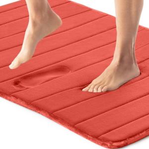 imageGORILLA GRIP Memory Foam Bath Mat Soft Absorbent US Designed Bathroom Rug Gripping Dots Machine Washable Bathmat Cushioned Floor Mats Shower Sink Rugs Room Dcor Accessories 24x17 Graphite GrayStriped Coral