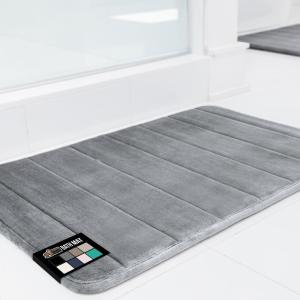 imageGORILLA GRIP Memory Foam Bath Mat Soft Absorbent US Designed Bathroom Rug Gripping Dots Machine Washable Bathmat Cushioned Floor Mats Shower Sink Rugs Room Dcor Accessories 24x17 Graphite GrayStriped Graphite Gray