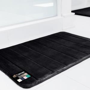 imageGORILLA GRIP Memory Foam Bath Mat Soft Absorbent US Designed Bathroom Rug Gripping Dots Machine Washable Bathmat Cushioned Floor Mats Shower Sink Rugs Room Dcor Accessories 24x17 Graphite GrayStriped Black