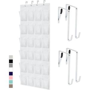 imageGORILLA GRIP Over the Door Shoe Organizer 24 Large Breathable Mesh Pockets Space Saving Hanging Storage Holder Closet Rack Hanger Holds Up to 40 lbs Hangs on Closets for Shoes Accessories LinenWhite