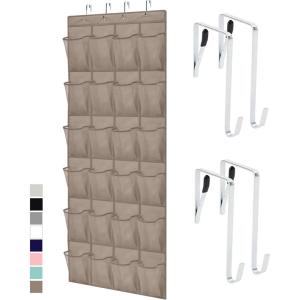 imageGORILLA GRIP Over the Door Shoe Organizer 24 Large Breathable Mesh Pockets Space Saving Hanging Storage Holder Closet Rack Hanger Holds Up to 40 lbs Hangs on Closets for Shoes Accessories LinenBeige