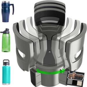 imageGORILLA GRIP Patent Pending Car Cup Holder Expander Keeps Large Drink Cups Secure Expands Fits Yeti HydroFlask Stanley 18 to 48oz Large Water Bottles Coffee Mug Adjustable Arms Insert GrayGray
