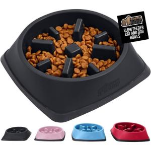 imageGORILLA GRIP Patent Pending Slow Feeder Dog Bowls Interactive Puzzle Toy for Dogs and Cats Food Training Keeps Pets Busy and Prevents Puppy Overeating All Breeds 100 BPA Free 1 Cup GrayBlack