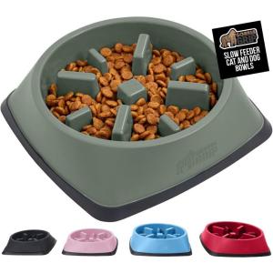 imageGORILLA GRIP Patent Pending Slow Feeder Dog Bowls Interactive Puzzle Toy for Dogs and Cats Food Training Keeps Pets Busy and Prevents Puppy Overeating All Breeds 100 BPA Free 1 Cup GraySage