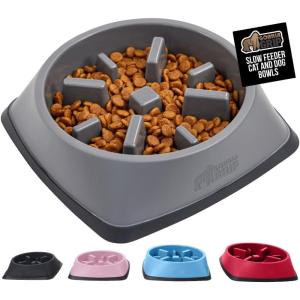 imageGORILLA GRIP Patent Pending Slow Feeder Dog Bowls Interactive Puzzle Toy for Dogs and Cats Food Training Keeps Pets Busy and Prevents Puppy Overeating All Breeds 100 BPA Free 1 Cup GrayGray