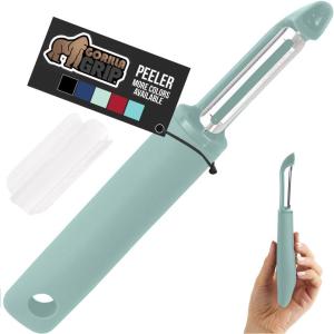 imageGORILLA GRIP Patented BPAFree Sharp Stainless Steel Swivel Vegetable Peeler Comfortable Handle Potato Peelers Smooth Peeling Peel Carrots Apple Includes Blade Cover Kitchen Tool BlackMint