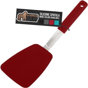 imageGORILLA GRIP Patented Nonstick Heat Resistant BPAFree Silicone Spatula Non Scratch Flexible Head for Pans Slip Resistant Soft Rubber Handle Kitchen Spatulas for Cooking Food 116 in BlackRed
