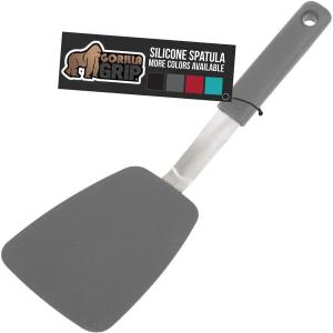 imageGORILLA GRIP Patented Nonstick Heat Resistant BPAFree Silicone Spatula Non Scratch Flexible Head for Pans Slip Resistant Soft Rubber Handle Kitchen Spatulas for Cooking Food 116 in BlackGray