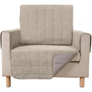 imageGORILLA GRIP Patented Waterproof SlipResistant 23quot Chair Protector Cover for Leather or Fabric Couch Cushion Large Microsuede Furniture Covers Dogs Pets Machine Washable Slipcover GrayTaupe