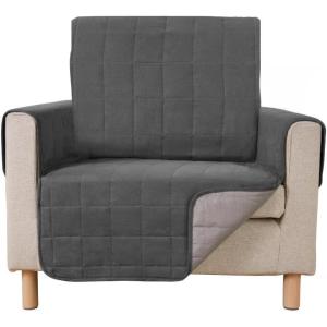 imageGORILLA GRIP Patented Waterproof SlipResistant 23quot Chair Protector Cover for Leather or Fabric Couch Cushion Large Microsuede Furniture Covers Dogs Pets Machine Washable Slipcover GrayCharcoal