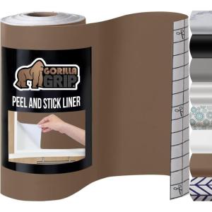 imageGORILLA GRIP Peel and Stick Paper Removable Cover for Books Shelves Countertops Drawers Cabinets and Crafts Easy Install Kitchen Decor Shelf Drawer Cabinet Liners 118 in x 20 FT GrayBeige