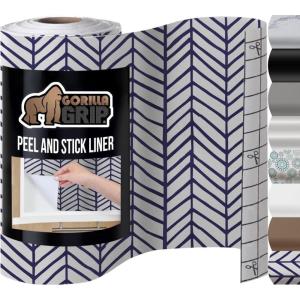 imageGORILLA GRIP Peel and Stick Paper Removable Cover for Books Shelves Countertops Drawers Cabinets and Crafts Easy Install Kitchen Decor Shelf Drawer Cabinet Liners 118 in x 20 FT GrayBlueWhite