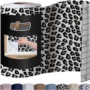 imageGORILLA GRIP Peel and Stick Paper Removable Cover for Books Shelves Countertops Drawers Cabinets and Crafts Easy Install Kitchen Decor Shelf Drawer Cabinet Liners 118 in x 20 FT GrayGray Leopard