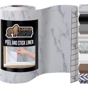 imageGORILLA GRIP Peel and Stick Paper Removable Cover for Books Shelves Countertops Drawers Cabinets and Crafts Easy Install Kitchen Decor Shelf Drawer Cabinet Liners 118 in x 20 FT GrayBlackWhite Stone