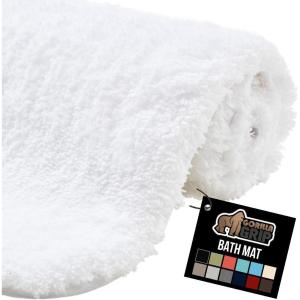 imageGORILLA GRIP Premium Luxury Bath Rug Absorbent Soft Thick Shag Plush Bathroom Mat Rugs Machine Washable Microfiber Quick Dry Mats for Shower Bathtub and Floor Accessories 24x17 GrayWhite