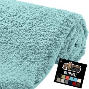 imageGORILLA GRIP Premium Luxury Bath Rug Absorbent Soft Thick Shag Plush Bathroom Mat Rugs Machine Washable Microfiber Quick Dry Mats for Shower Bathtub and Floor Accessories 24x17 GraySpa Blue