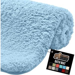 imageGORILLA GRIP Premium Luxury Bath Rug Absorbent Soft Thick Shag Plush Bathroom Mat Rugs Machine Washable Microfiber Quick Dry Mats for Shower Bathtub and Floor Accessories 24x17 GraySky Blue
