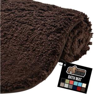imageGORILLA GRIP Premium Luxury Bath Rug Absorbent Soft Thick Shag Plush Bathroom Mat Rugs Machine Washable Microfiber Quick Dry Mats for Shower Bathtub and Floor Accessories 24x17 GrayBrown