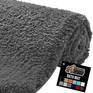 imageGORILLA GRIP Premium Luxury Bath Rug Absorbent Soft Thick Shag Plush Bathroom Mat Rugs Machine Washable Microfiber Quick Dry Mats for Shower Bathtub and Floor Accessories 24x17 GrayCharcoal