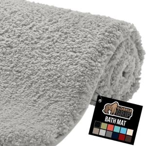 imageGORILLA GRIP Premium Luxury Bath Rug Absorbent Soft Thick Shag Plush Bathroom Mat Rugs Machine Washable Microfiber Quick Dry Mats for Shower Bathtub and Floor Accessories 24x17 GrayLight Gray