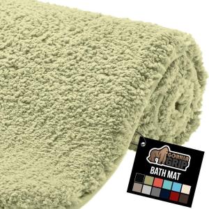 imageGORILLA GRIP Premium Luxury Bath Rug Absorbent Soft Thick Shag Plush Bathroom Mat Rugs Machine Washable Microfiber Quick Dry Mats for Shower Bathtub and Floor Accessories 24x17 GraySage