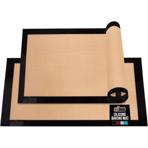 imageGORILLA GRIP Reusable Nonstick Silicone Baking Mat 2 Pack 165x1187 BPAFree Oven Safe Food Liner For Cookie Sheets No Mess Easy Clean Pastry Mats Kitchen Essential Half Sheet Size BlackBlack