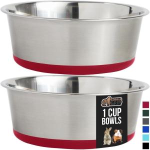 imageGORILLA GRIP Set of 2 Dog Bowls Heavy Duty Metal Food and Water Bowl for Feeding Dogs and Cats Dishwasher Safe Rust Resistant Stainless Steel BPA Free Rubber Base Holds 2 Cups 16 fl oz BlackRed