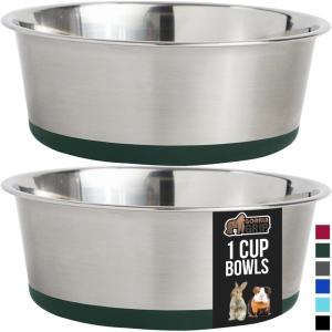 imageGORILLA GRIP Set of 2 Dog Bowls Heavy Duty Metal Food and Water Bowl for Feeding Dogs and Cats Dishwasher Safe Rust Resistant Stainless Steel BPA Free Rubber Base Holds 2 Cups 16 fl oz BlackHunter Green