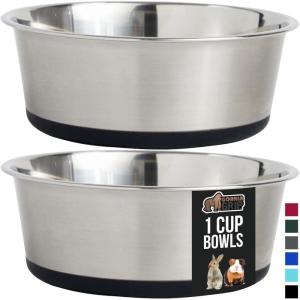 imageGORILLA GRIP Set of 2 Dog Bowls Heavy Duty Metal Food and Water Bowl for Feeding Dogs and Cats Dishwasher Safe Rust Resistant Stainless Steel BPA Free Rubber Base Holds 2 Cups 16 fl oz BlackBlack