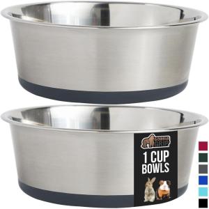 imageGORILLA GRIP Set of 2 Dog Bowls Heavy Duty Metal Food and Water Bowl for Feeding Dogs and Cats Dishwasher Safe Rust Resistant Stainless Steel BPA Free Rubber Base Holds 2 Cups 16 fl oz BlackGray