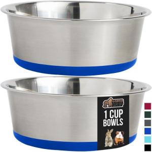 imageGORILLA GRIP Set of 2 Dog Bowls Heavy Duty Metal Food and Water Bowl for Feeding Dogs and Cats Dishwasher Safe Rust Resistant Stainless Steel BPA Free Rubber Base Holds 2 Cups 16 fl oz BlackRoyal Blue