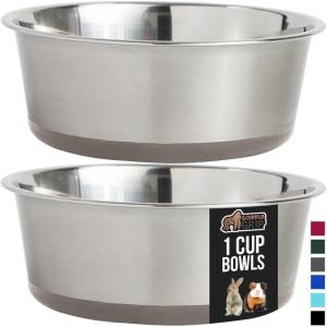 imageGORILLA GRIP Set of 2 Dog Bowls Heavy Duty Metal Food and Water Bowl for Feeding Dogs and Cats Dishwasher Safe Rust Resistant Stainless Steel BPA Free Rubber Base Holds 2 Cups 16 fl oz BlackBeige