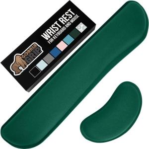 imageGORILLA GRIP Silky Gel Memory Foam Wrist Rest for Computer Keyboard Mouse Ergonomic Design for Typing Pain Relief Desk Pads Support Hand and Arm Mousepad Rests Stain Resistant 2 Piece Pad BlackHunter Green