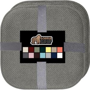 imageGORILLA GRIP Slip Resistant Chair Cushions No Ties Required Memory Foam Pads for Dining Room Kitchen Table Office Rocking Chairs Plush Seat Cover Cushion Pad Home Decor Set of 4 16x16 GrayGrey