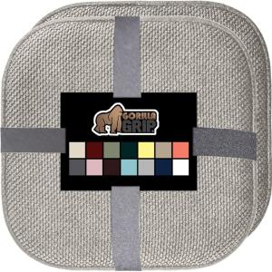 imageGORILLA GRIP Slip Resistant Chair Cushions No Ties Required Memory Foam Pads for Dining Room Kitchen Table Office Rocking Chairs Plush Seat Cover Cushion Pad Home Decor Set of 4 16x16 GrayLight Gray
