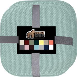 imageGORILLA GRIP Slip Resistant Chair Cushions No Ties Required Memory Foam Pads for Dining Room Kitchen Table Office Rocking Chairs Plush Seat Cover Cushion Pad Home Decor Set of 4 16x16 GraySea Blue