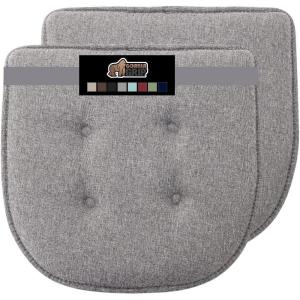 imageGORILLA GRIP Slip Resistant Chair Cushions No Ties Required Memory Foam Pads for Dining Room Kitchen Table Office Rocking Chairs Plush Seat Cover Cushion Pad Home Decor Set of 4 16x16 GrayTufted Gray
