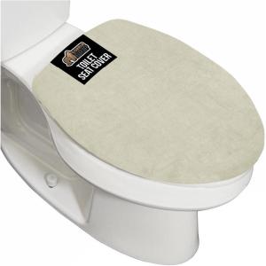 imageGORILLA GRIP Soft Chenille Bathroom Toilet Lid Cover Machine Washable Seat Covers 195x185 Stays in Place Rubber Backing Fits Most Round Elongated and Oblong Lids Accessories Decor GrayChampagne