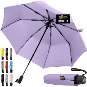 imageGORILLA GRIP Strong Stick Umbrella for Rain Compact Travel OneClick Automatic Open Close Lightweight Portable US Designed Reinforced Fiberglass Ribs Wind Resistant Easy Collapse Cats DogsPurple