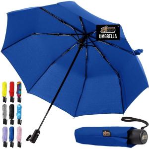 imageGORILLA GRIP Strong Stick Umbrella for Rain Compact Travel OneClick Automatic Open Close Lightweight Portable US Designed Reinforced Fiberglass Ribs Wind Resistant Easy Collapse Cats DogsNavy