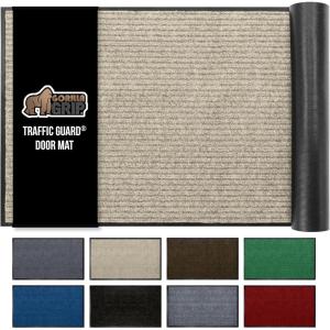imageGORILLA GRIP Traffic Guard Door Mat 2 Pack Heavy Duty Waterproof Doormat Commercial Office Space Welcome Mats Stain and Fade Resistant Low Profile Strong Rubber Backing 29x17 GrayBeige