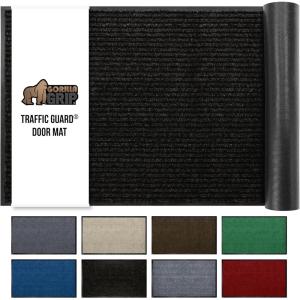 imageGORILLA GRIP Traffic Guard Door Mat 2 Pack Heavy Duty Waterproof Doormat Commercial Office Space Welcome Mats Stain and Fade Resistant Low Profile Strong Rubber Backing 29x17 GrayJet Black