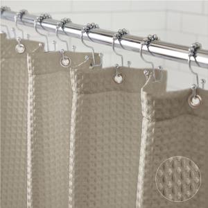 imageGORILLA GRIP Waffle Shower Curtain Thick Weighted Fabric Wrinkle and Rust Resistant Classic Hotel Quality Design Heavy Duty Long Curtains for Bathroom Showers Bath Tubs Machine Wash 72x72 WhiteBeige