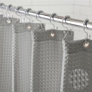 imageGORILLA GRIP Waffle Shower Curtain Thick Weighted Fabric Wrinkle and Rust Resistant Classic Hotel Quality Design Heavy Duty Long Curtains for Bathroom Showers Bath Tubs Machine Wash 72x72 WhiteGrey