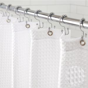 imageGORILLA GRIP Waffle Shower Curtain Thick Weighted Fabric Wrinkle and Rust Resistant Classic Hotel Quality Design Heavy Duty Long Curtains for Bathroom Showers Bath Tubs Machine Wash 72x72 WhiteWhite