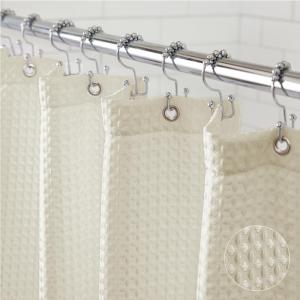 imageGORILLA GRIP Waffle Shower Curtain Thick Weighted Fabric Wrinkle and Rust Resistant Classic Hotel Quality Design Heavy Duty Long Curtains for Bathroom Showers Bath Tubs Machine Wash 72x72 WhiteIvory Cream