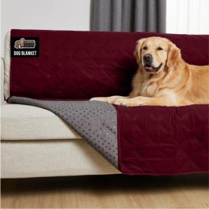imageGORILLA GRIP Waterproof Dog Blanket Couch Cover for Dogs Washable Protects Sofa Furniture Crate Car RV Essentials Pet Supplies Tear and Slip Resistant Leakproof Cushion Cover 30x70 CharcoalBurgundy