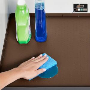 imageGORILLA GRIP Waterproof Silicone Under Sink Mat with Raised Lip for Kitchen and Bathroom Cabinet Shelf Liner Stay in Place Mats Dishwasher Safe Drawer Liner Organizer Tray 19 x 22 in GrayCoffee