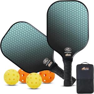 imageGorilla Gear USAPA Approved Pickleball Starter Set Fiberglass Paddles with Bag and Balls Indoor Outdoor Court Use Comfortable Racket Grip Oversized Sweet Spot Pickle Ball Paddle for Men WomenTurquoise